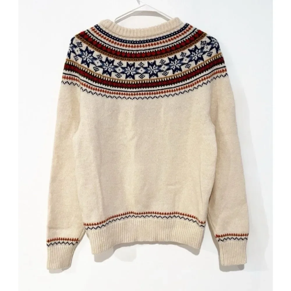 J. CREW Men's 100% Lambswool Fair Isle Yoked Crewneck Sweater Size M / NWOT